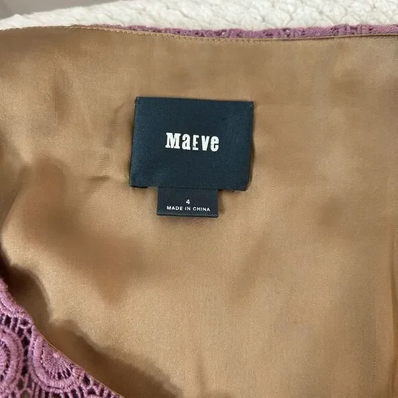 Maeve Anthropologie lavender Purple Lace Sleeveless sheath Dress Size 4 - Picture 7 of 9